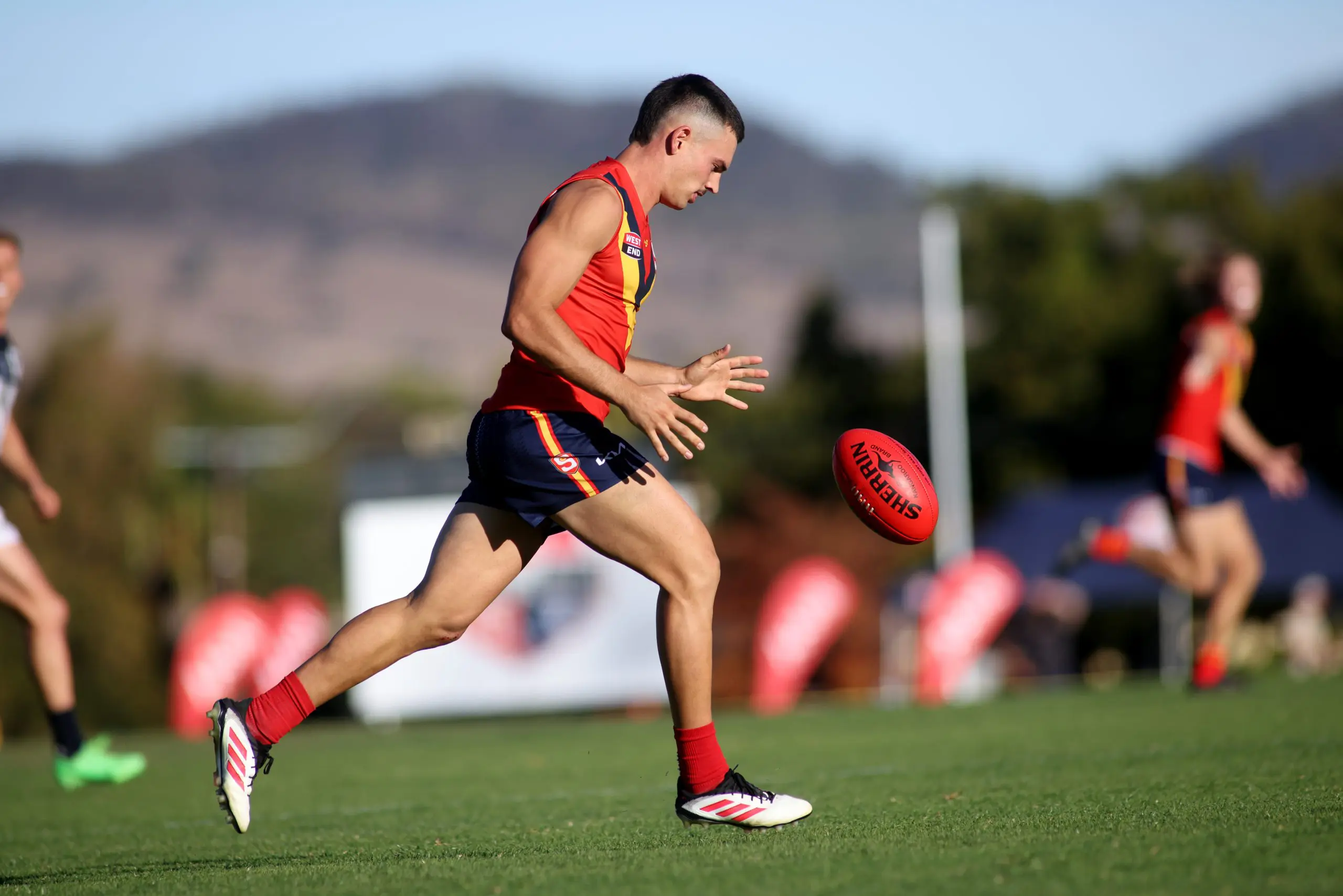 TANUNDA, AUSTRALIA - APRIL 12: Billy Cootee of the SANFL during the 2025 AAMI State Men's Game between SANFL and VFL at Tanunda Recreation Park on April 12, 2025 in Tanunda, Australia. (Photo by Kelly Barnes/AFL Photos/via Getty Images)