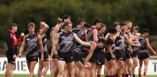 “Backed by data”: Essendon’s gruelling pre-season marks Bombers reboot MELBOURNE, AUSTRALIA - NOVEMBER 10: Mason Redman directs training during the Essendon Bombers Pre-Season Training Media Opportunity at NEC Hangar on November 10, 2025 in Melbourne, Australia. (Photo by James Wiltshire/AFL Photos via Getty Images)