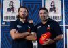MELBOURNE, AUSTRALIA - NOVEMBER 14: Marcus Bontempelli of the Bulldogs and Garry Lyon, Victorian Chair of Selectors pose during the State of Origin Media Opportunity at Marvel Stadium on November 14, 2025 in Melbourne, Australia. (Photo by Michael Willson/AFL Photos via Getty Images)