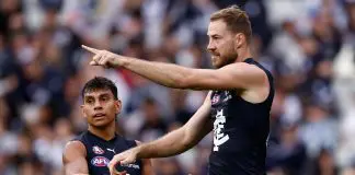Tall order: The mosquito fleet formation that could make-or-break Carlton in post-Curnow era MELBOURNE, AUSTRALIA - APRIL 27: Jesse Motlop (left) and Harry McKay of the Blues celebrate during the 2025 AFL Round 07 match between the Carlton Blues and the Geelong Cats at the Melbourne Cricket Ground on April 27, 2025 in Melbourne, Australia. (Photo by Michael Willson/AFL Photos via Getty Images)