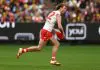 Victorian clubs targeting suspended Sydney star MELBOURNE, AUSTRALIA - JUNE 07: Nick Blakey of the Swans runs with the ball during the round 13 AFL match between Richmond Tigers and Sydney Swans at Melbourne Cricket Ground, on June 07, 2025, in Melbourne, Australia. (Photo by Morgan Hancock/AFL Photos/via Getty Images)