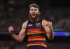 Adelaide to mimic rivals in big-man role switch ADELAIDE, AUSTRALIA - SEPTEMBER 04: Riley Thilthorpe of the Crows celebrates a goal during the AFL First Qualifying Final match between the Adelaide Crows and the Collingwood Magpies at Adelaide Oval on September 04, 2025 in Adelaide, Australia. (Photo by James Elsby/AFL Photos via Getty Images)