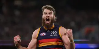 Adelaide to mimic rivals in big-man role switch ADELAIDE, AUSTRALIA - SEPTEMBER 04: Riley Thilthorpe of the Crows celebrates a goal during the AFL First Qualifying Final match between the Adelaide Crows and the Collingwood Magpies at Adelaide Oval on September 04, 2025 in Adelaide, Australia. (Photo by James Elsby/AFL Photos via Getty Images)