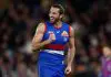 MELBOURNE, AUSTRALIA - JULY 31: Marcus Bontempelli of the Bulldogs celebrates during the 2025 AFL Round 21 match between the Western Bulldogs and the GWS Giants at Marvel Stadium on July 31, 2025 in Melbourne, Australia. (Photo by Michael Willson/AFL Photos via Getty Images)