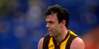 “Head on a plate”: Former Hawk remembers ’90s version of opposition analysis 1999: Daniel Harford of the Hawthorn Hawks in action during the AFL 1999 Season. Mandatory Credit: Allsport AUS /Allsport