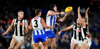 AFL chief executive speaks on Xerri incident MELBOURNE, AUSTRALIA - JUNE 16: Tristan Xerri of the Kangaroos handballs during the round 14 AFL match between North Melbourne Kangaroos and Collingwood Magpies at Marvel Stadium, on June 16, 2024, in Melbourne, Australia. (Photo by Josh Chadwick/AFL Photos/Getty Images)