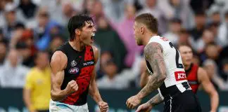 Collingwood and Essendon merged: Picking the best 23 before Anzac Day MELBOURNE, AUSTRALIA - APRIL 25: Sam Durham of the Bombers celebrates a goal during the 2025 AFL Round 07 match between the Collingwood Magpies and the Essendon Bombers at the Melbourne Cricket Ground on April 25, 2025 in Melbourne, Australia. (Photo by Michael Willson/AFL Photos via Getty Images)