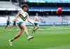 MELBOURNE, AUSTRALIA - SEPTEMBER 27: Dougie Cochrane of Team Boak kicks during the Marsh AFL National Futures Boys match between Team Boak and Team Docherty at Melbourne Cricket Ground, on September 27, 2025 in Melbourne, Australia. (Photo by Josh Chadwick/AFL Photos/via Getty Images)