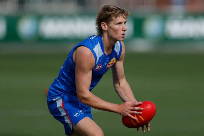 MELBOURNE, AUSTRALIA - JANUARY 16: Lachie Jaques in action during the Western Bulldogs training session at Whitten Oval on January 16, 2026 in Melbourne, Australia. (Photo by Michael Willson/AFL Photos via Getty Images)