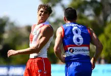 New-look Sydney attack sends warning signs to competition MELBOURNE, AUSTRALIA - FEBRUARY 19: Charlie Curnow of the Swans chats to former Carlton teammate Matthew Kennedy of the Bulldogs during the 2026 AFL match simulation between the Western Bulldogs and the Sydney Swans at Mission Whitten Oval on February 19, 2026 in Melbourne, Australia. (Photo by Adam Trafford/AFL Photos via Getty Images)
