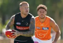 No sign of Father Time for new dad De Goey MELBOURNE, AUSTRALIA - FEBRUARY 20: Jordan De Goey of the Magpies in action during the 2026 AFL match simulation between the Collingwood Magpies and the GWS Giants at La Trobe University Sports Park on February 20, 2026 in Melbourne, Australia. (Photo by Michael Willson/AFL Photos via Getty Images)
