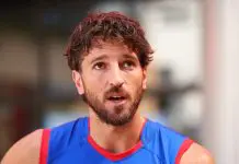 MELBOURNE, AUSTRALIA - FEBRUARY 23: Marcus Bontempelli of the Bulldogs speaks to media during 2026 AFL Captain's Day at Marvel Stadium on February 23, 2026 in Melbourne, Australia. (Photo by Daniel Pockett/Getty Images)