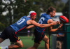 Melbourne's Daniel Turner and Caleb Windsor at training in 2026 (Image via Melbourne FC)
