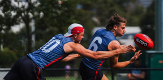Melbourne's Daniel Turner and Caleb Windsor at training in 2026 (Image via Melbourne FC)