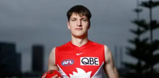 Sydney blow as ruckman suffers freak accident at MCG MELBOURNE, AUSTRALIA - NOVEMBER 21: Will Green of the Swans poses during the AFL Draft Media Opportunity at Marvel Stadium on November 21, 2023 in Melbourne, Australia. (Photo by Michael Willson/AFL Photos via Getty Images)