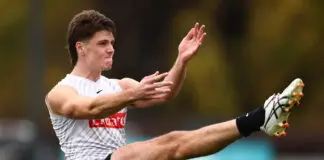 Heartbreak for young Pie after suspected season-ending injury MELBOURNE, AUSTRALIA - JUNE 06: Oscar Steene of the Magpies trains during a Collingwood Magpies AFL training session at Olympic Park Oval on June 06, 2025 in Melbourne, Australia. (Photo by Morgan Hancock/Getty Images)