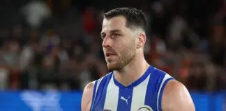 “Massive brain fade”: Roos ruckman tipped for lengthy suspension MELBOURNE, AUSTRALIA - AUGUST 23: Tristan Xerri of the Kangaroos after the siren during the 2025 AFL Round 24 match between the North Melbourne Kangaroos and the Adelaide Crows at Marvel Stadium on August 23, 2025 in Melbourne, Australia. (Photo by James Wiltshire/AFL Photos via Getty Images)