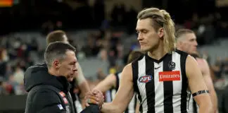 Missing Moore: Fresh injury rules Pies star out of Adelaide clash, forward misses training MELBOURNE, AUSTRALIA - SEPTEMBER 20: Craig McRae, Senior Coach of the Magpies and Darcy Moore of the Magpies look dejected after losing the AFL Preliminary Final match between Collingwood Magpies and Brisbane Lions at Melbourne Cricket Ground on September 20, 2025 in Melbourne, Australia. (Photo by Robert Cianflone/Getty Images)