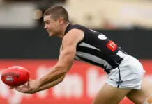 “Not getting any better”: Concerns for Collingwood and Kangaroos in wake of close encounter BALLARAT, AUSTRALIA - FEBRUARY 29: Lachlan Sullivan of the Magpies handpasses the ball during the 2026 AFL AAMI Community Series match between the North Melbourne Kangaroos and the Collingwood Magpies at Mars Stadium on February 29, 2026 in Ballarat, Australia. (Photo by Michael Willson/AFL Photos via Getty Images)