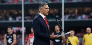 Sydney explains why reference to Jewish community was omitted from Bondi tribute speech SYDNEY, AUSTRALIA - MARCH 5: Matthew Pavlich, CEO of the Swans speaks during the 2026 AFL Opening Round match between the Sydney Swans and the Carlton Blues at the Sydney Cricket Ground on March 5, 2026 in Sydney, Australia. (Photo by Michael Willson/AFL Photos via Getty Images)