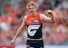 FINAL TEAMS: GWS vs St Kilda – Round 2, 2026 SYDNEY, AUSTRALIA - MARCH 7: Clayton Oliver of the Giants celebrates during the 2026 AFL Opening Round match between the GWS Giants and the Hawthorn Hawks at ENGIE Stadium on March 7, 2026 in Sydney, Australia. (Photo by Michael Willson/AFL Photos via Getty Images)