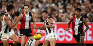 How unheralded Pie stopped star Saint MELBOURNE, AUSTRALIA - MARCH 8: Harry Perryman of the Magpies kicks the ball during the 2026 AFL Opening Round match between the St Kilda Saints and the Collingwood Magpies at the Melbourne Cricket Ground on March 8, 2026 in Melbourne, Australia. (Photo by James Wiltshire/AFL Photos via Getty Images)