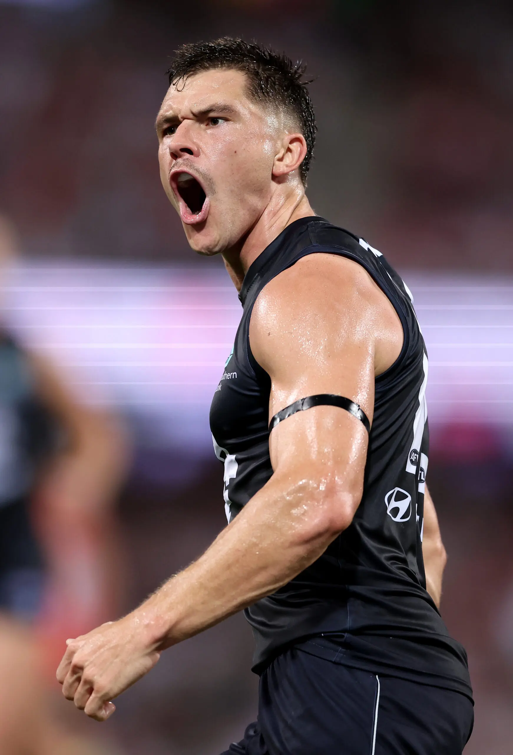 SYDNEY, AUSTRALIA - MARCH 05: Ben Ainsworth of the Blues celebrates a goal during the opening round AFL match between Sydney Swans and Carlton Blues at SCG, on March 05, 2026, in Sydney, Australia. (Photo by Matt King/AFL Photos/via Getty Images)