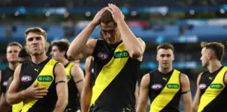 “Should’ve won the game”: Richmond coach laments missed opportunities MELBOURNE, AUSTRALIA - MARCH 12: Ben Miller of the Tigers walking off during the 2026 AFL Round 01 match between the Carlton Blues and the Richmond Tigers at the Melbourne Cricket Ground on March 12, 2026 in Melbourne, Australia. (Photo by James Wiltshire/AFL Photos via Getty Images)