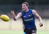 GOLD COAST, AUSTRALIA - MARCH 11: Matt Rowell during a Gold Coast Suns AFL training session at People First Stadium on March 11, 2026 in Gold Coast, Australia. (Photo by Chris Hyde/Getty Images)