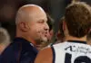 “The only way last year is a failure is if we don’t learn from it”: Nicks on Crows’ September sputtering MELBOURNE, AUSTRALIA - MARCH 14: Matthew Nicks, Senior Coach of the Crows addresses players during the 2026 AFL Round 01 match between the Collingwood Magpies and the Adelaide Crows at the Melbourne Cricket Ground on March 14, 2026 in Melbourne, Australia. (Photo by Michael Willson/AFL Photos via Getty Images)