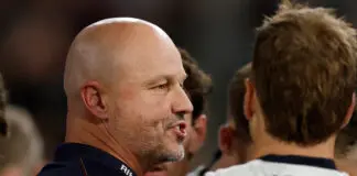 “The only way last year is a failure is if we don’t learn from it”: Nicks on Crows’ September sputtering MELBOURNE, AUSTRALIA - MARCH 14: Matthew Nicks, Senior Coach of the Crows addresses players during the 2026 AFL Round 01 match between the Collingwood Magpies and the Adelaide Crows at the Melbourne Cricket Ground on March 14, 2026 in Melbourne, Australia. (Photo by Michael Willson/AFL Photos via Getty Images)