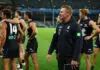 MELBOURNE, AUSTRALIA - MARCH 12: Michael Voss, Senior Coach of the Blues looks on after the Blues defeated the Tigers during the round one AFL match between the Carlton Blues and the Richmond Tigers at the Melbourne Cricket Ground, on March 12, 2026, in Melbourne, Australia. (Photo by Robert Cianflone/Getty Images)
