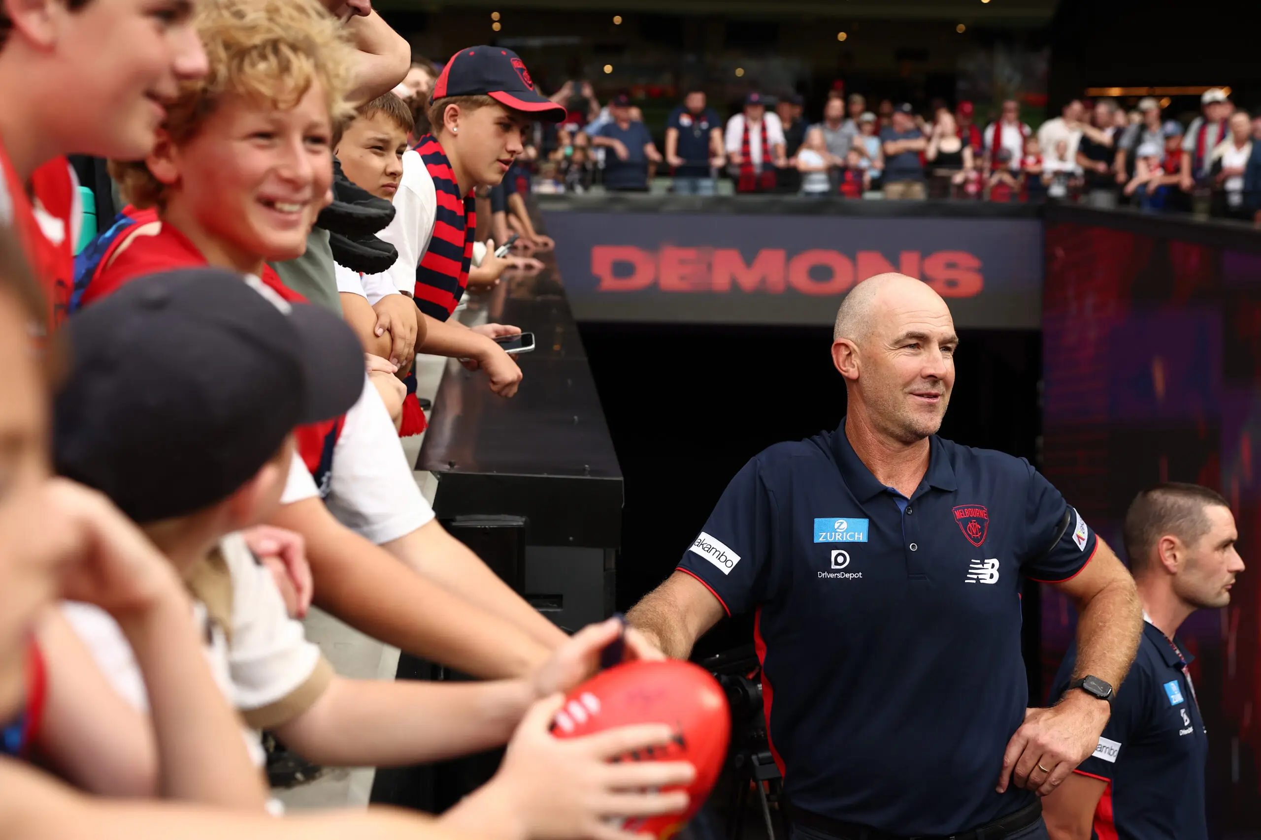 MELBOURNE, AUSTRALIA - MARCH 15: Steven King, Senior Coach of the Demons during the 2026 AFL Round 01 match between the Melbourne Demons and the St Kilda Saints at the Melbourne Cricket Ground on March 15, 2026 in Melbourne, Australia. (Photo by James Wiltshire/AFL Photos via Getty Images)