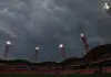 Lightning strikes delay GWS-St Kilda match SYDNEY, AUSTRALIA - MARCH 21: Dark clouds surround ENGIE Stadium ahead of the round two AFL match between Greater Western Sydney Giants and St Kilda Saints at ENGIE Stadium, on March 21, 2026, in Sydney, Australia. (Photo by Mark Metcalfe/AFL Photos/via Getty Images)