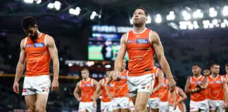The time for talk is over: Kingsley MELBOURNE, AUSTRALIA - MARCH 27: Toby Greene of the Giants leaves the ground during the 2026 AFL Round 03 match between the Collingwood Magpies and the GWS Giants at Marvel Stadium on March 27, 2026 in Melbourne, Australia. (Photo by James Wiltshire/AFL Photos via Getty Images)