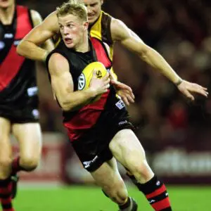 26 May 2001:  Mark Johnson #1 for Essendon in action during round nine of the AFL season match played between the Essendon Bombers and the Hawthorn Hawks held at Colonial Stadium, Melbourne, Australia. Mandatory Credit: Darrin Braybrook/ALLSPORT