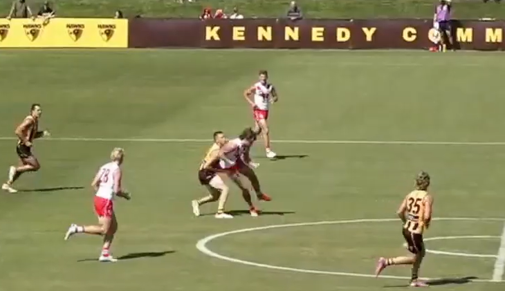 AFL-listed Swan in trouble for hit on young Hawk