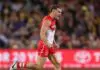 FINAL TEAMS: Sydney vs Richmond – Round 12, 2026 ADELAIDE, AUSTRALIA - APRIL 14: Tom Papley of the Swans celebrates a goal during the 2023 AFL Round 05 match between the Sydney Swans and the Richmond Tigers at Adelaide Oval on April 14, 2023 in Adelaide, Australia. (Photo by Sarah Reed/AFL Photos)