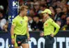 Could this new vision-based score system be implemented into the AFL? MELBOURNE, AUSTRALIA - APRIL 13: AFL Field Umpire, Nathan Williamson and AFL Goal Umpire, Chelsea Roffey are seen during the 2024 AFL Round 05 match between the Carlton Blues and the Adelaide Crows at Marvel Stadium on April 13, 2024 in Melbourne, Australia. (Photo by Dylan Burns/AFL Photos via Getty Images)