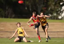 AFL Draft: SA duo catching the eye amid strong form to start 2026 ADELAIDE, AUSTRALIA - JUNE 22: Jacob McNicol of South Australia kicks the ball past Cooper Ramsay of Western Australia during the Marsh AFL National Development Championships match between U16 Boys South Australia and Western Australia at Thebarton Oval on June 22, 2024 in Adelaide, Australia. (Photo by Maya Thompson/AFL Photos/via Getty Images)