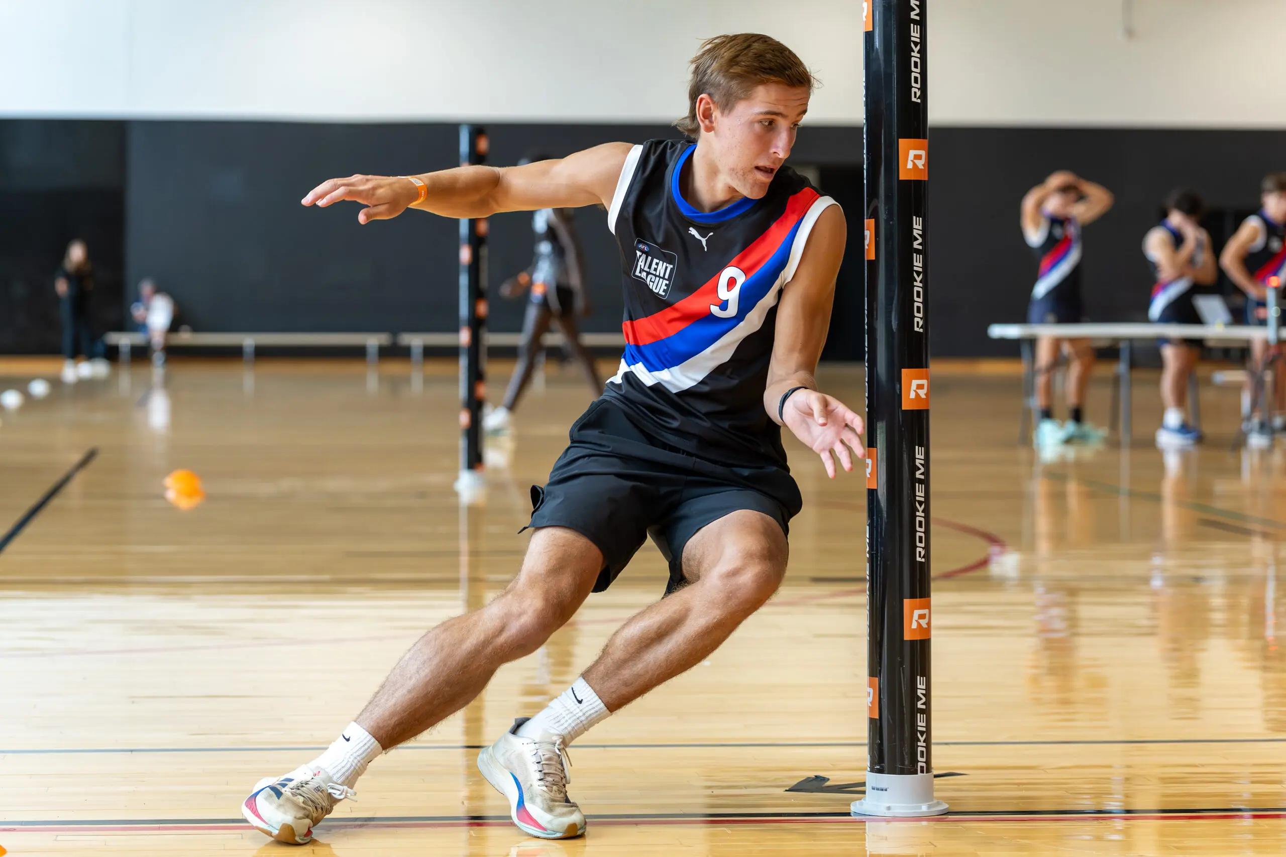 MELBOURNE, AUSTRALIA - MARCH 07: Lachlan Hicks of the Jets completes the AFL agility test during the Talent League Boys 2026 Testing Day at La Trobe University Sports Stadium on March 7th, 2026 in Melbourne, Australia. (Photo by Craig Dooley/AFL Photos via Getty Images)