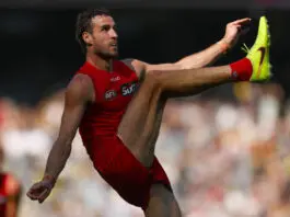 MELBOURNE, AUSTRALIA - MARCH 21: Ben King of the Suns kicks a goal during the round two AFL match between Richmond Tigers and Gold Coast Suns at Melbourne Cricket Ground, on March 21, 2026, in Melbourne, Australia. (Photo by Daniel Pockett/Getty Images)