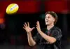 AFL Rising Star: Bombers youngster gets Round 5 nod MELBOURNE, AUSTRALIA - MARCH 28: Jacob Farrow of the Bombers warms up ahead of his debut game during the round three AFL match between Essendon Bombers and North Melbourne Kangaroos at Marvel Stadium, on March 28, 2026, in Melbourne, Australia. (Photo by Josh Chadwick/Getty Images)