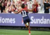MELBOURNE, AUSTRALIA - APRIL 05: Latrelle Pickett of the Demons celebrates a goal during the 2026 AFL Round 04 match between the Melbourne Demons and the Gold Coast Suns at the Melbourne Cricket Ground on April 5, 2026 in Melbourne, Australia. (Photo by James Wiltshire/AFL Photos via Getty Images)