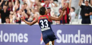 “Sexy, but dangerous”: Melbourne’s hot start under Steven King MELBOURNE, AUSTRALIA - APRIL 05: Latrelle Pickett of the Demons celebrates a goal during the 2026 AFL Round 04 match between the Melbourne Demons and the Gold Coast Suns at the Melbourne Cricket Ground on April 5, 2026 in Melbourne, Australia. (Photo by James Wiltshire/AFL Photos via Getty Images)