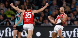 St Kilda’s Silvagni opens up on Carlton struggles, first goal for new club ADELAIDE, AUSTRALIA - APRIL 11: Jack Silvagni of the Saints celebrates a goal during the 2026 AFL Round 05 match between the Port Adelaide Power and the St Kilda Saints at Adelaide Oval on April 11, 2026 in Adelaide, Australia. (Photo by Michael Willson/AFL Photos via Getty Images)
