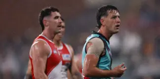 AFL MRO: Port star learns fate amid umpiring storm ADELAIDE, AUSTRALIA - APRIL 12: Zak Butters of the Power is seen after giving away a 50 metre penalty during the 2026 AFL Round 05 match between the Port Adelaide Power and the St Kilda Saints at Adelaide Oval on April 12, 2026 in Adelaide, Australia. (Photo by Michael Willson/AFL Photos via Getty Images)