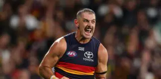 Adelaide veteran provides positive update on injury, captain availability ADELAIDE, AUSTRALIA - APRIL 18: Taylor Walker of the Crows celebrates a goal during the 2026 AFL Round 06 match between the Adelaide Crows and the St Kilda Saints at Adelaide Oval on April 18, 2026 in Adelaide, Australia. (Photo by Sarah Reed/AFL Photos via Getty Images)