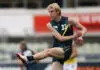 MELBOURNE, AUSTRALIA - APRIL 18: Xavier Ladbrook of the AFL National Academy kicks the ball during the Marsh AFL National Academy Boys match between Australia U18 and Richmond VFL at Ikon Park on April 18, 2026 in Melbourne, Australia. (Photo by Morgan Hancock/AFL Photos/via Getty Images)