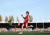 LAUNCESTON, AUSTRALIA - APRIL 25: Jamarra Ugle-Hagan of the Suns kicks the ball during the 2026 AFL Round 07 match between the Hawthorn Hawks and the Gold Coast Suns at UTAS Stadium on April 25, 2026 in Launceston, Australia. (Photo by James Wiltshire/AFL Photos via Getty Images)